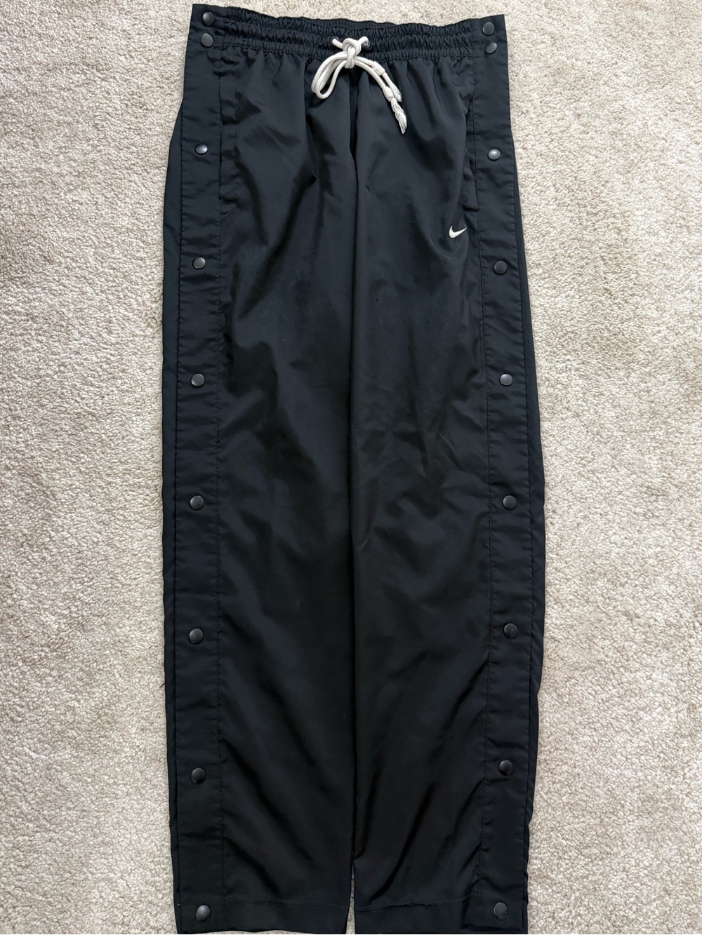 Nike Black Snap-Front Jogger Pants with White Drawcord